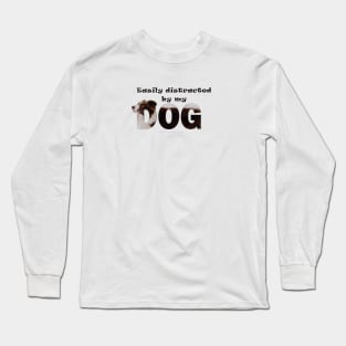 Easily distracted by my dog - brown and white collie in snow oil painting word art Long Sleeve T-Shirt